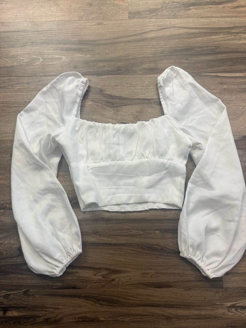 Princess Polly White Puff-Sleeve Square Neck Crop Top - Picture 2 of 4